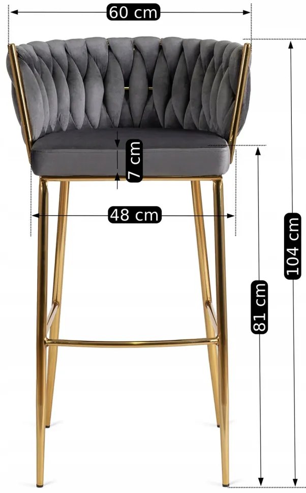 Elegáns Bárszék Szürke Bársony Kárpittal. FLORES 2