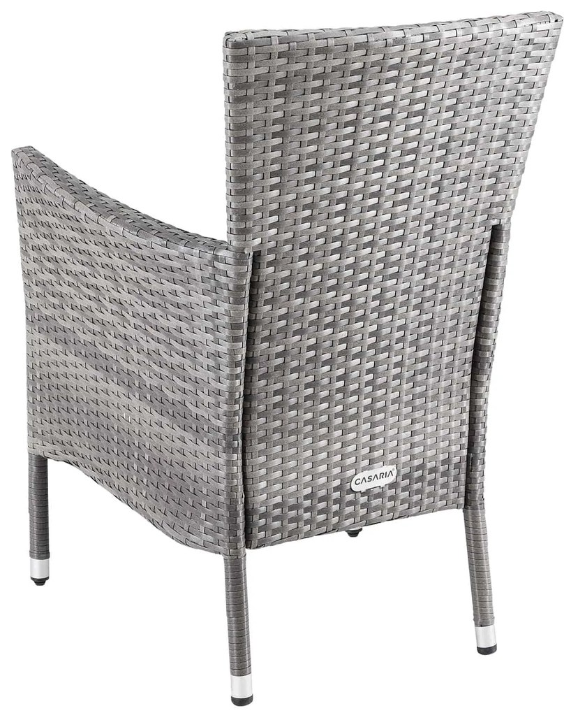 Casaria® Rattan fotel 2 darabos - szürke/antracit párnák