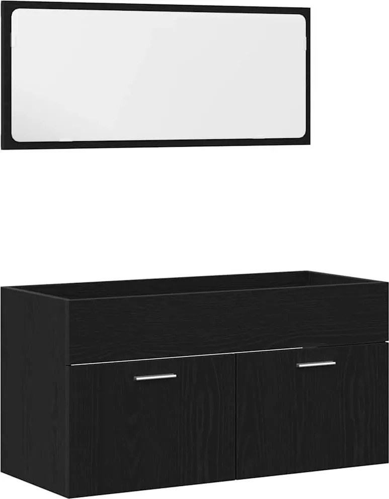vidaXL Fürdőszoba bútor szett tárolóval 2 pcs Fekete tölgy Faanyag