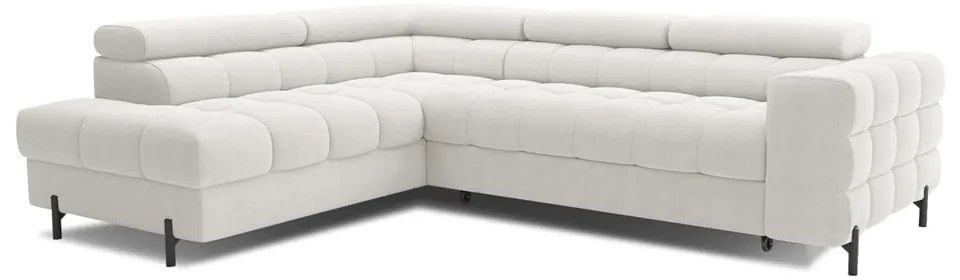 Krémszínű buklé kinyitható-tárolóhelyes sarokkanapé (bal oldali-L alakú) Ferucce – ELTAP