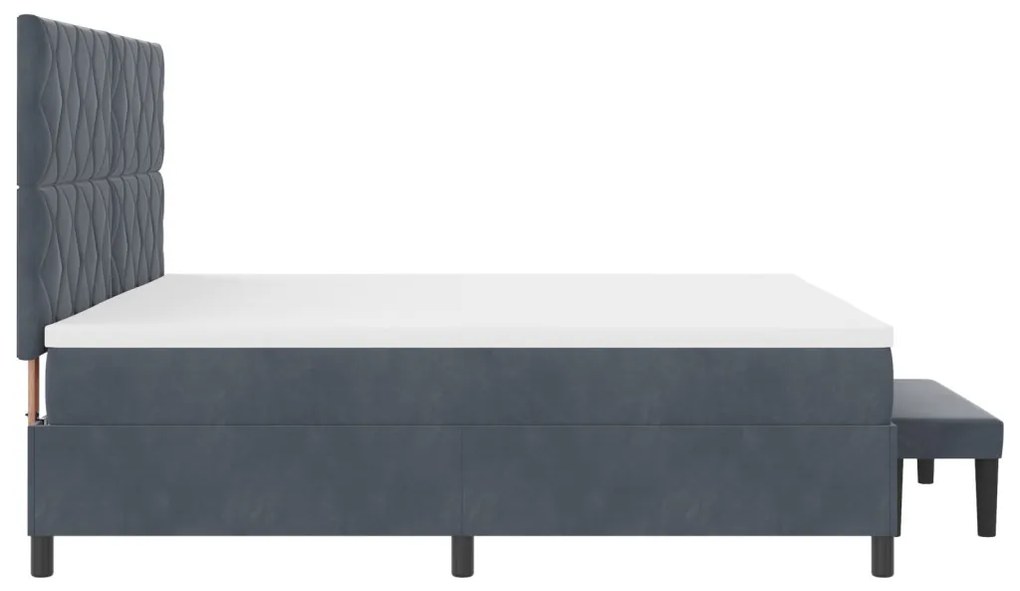 Rugós ágy matraccal és paddal sötétszürke 200x200 cm bársonyból