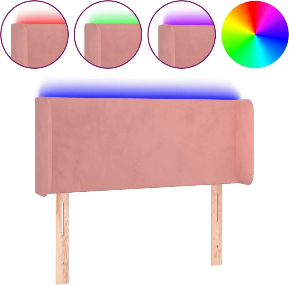 vidaXL rózsaszín bársony LED-es fejtámla 83 x 16 x 78/88 cm