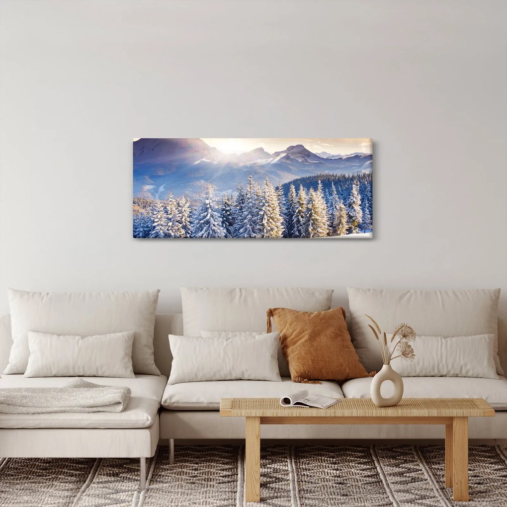 Kép - Hegyi táj télen (120x50 cm)