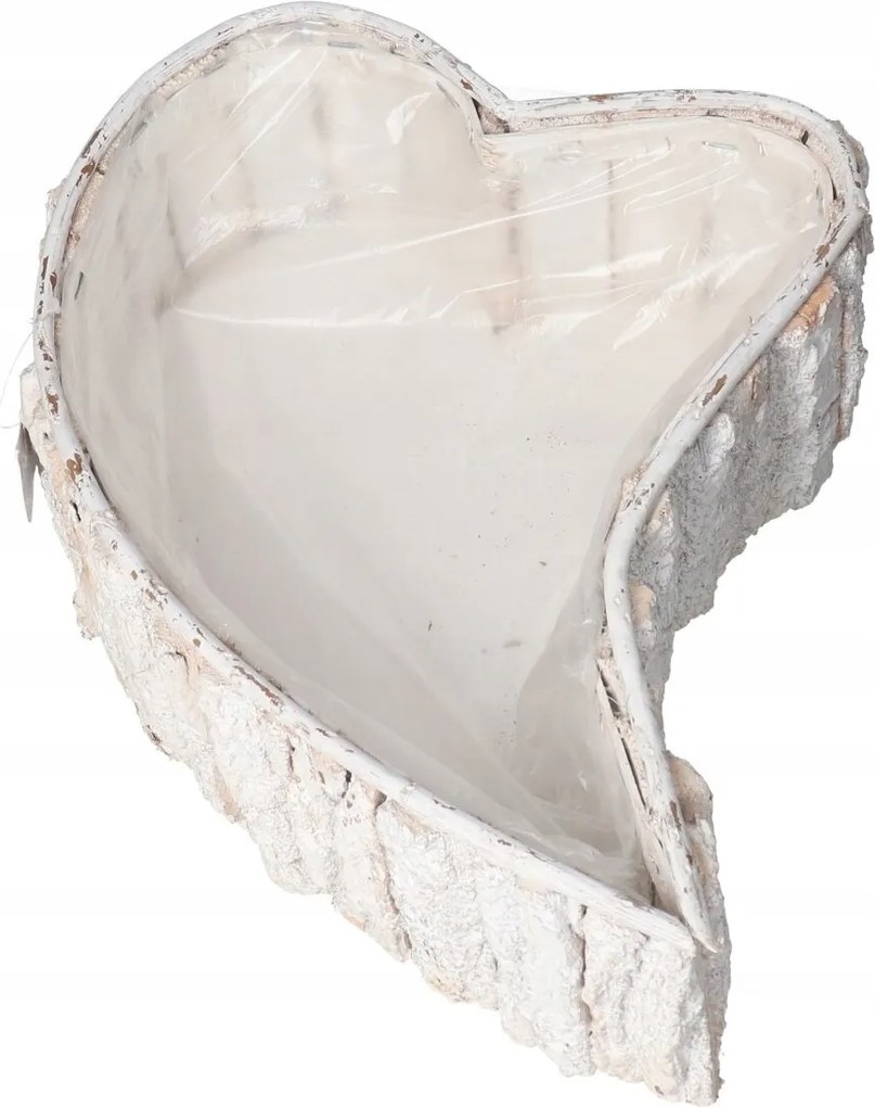 Virágcserép Fa Fedél Nagy Szív Fehér Virágtartó