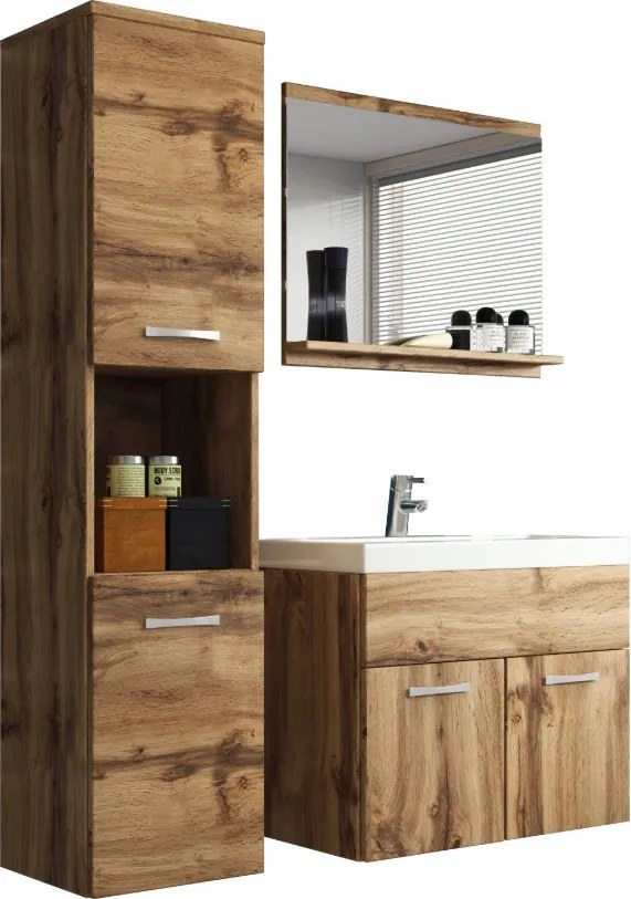 Milano fürdőszobabútor szett, szekrény, tükör, mosdó