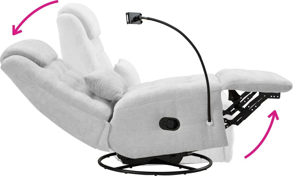 Luxus forgó fotel, hintafotel, világosszürke, UMBRO