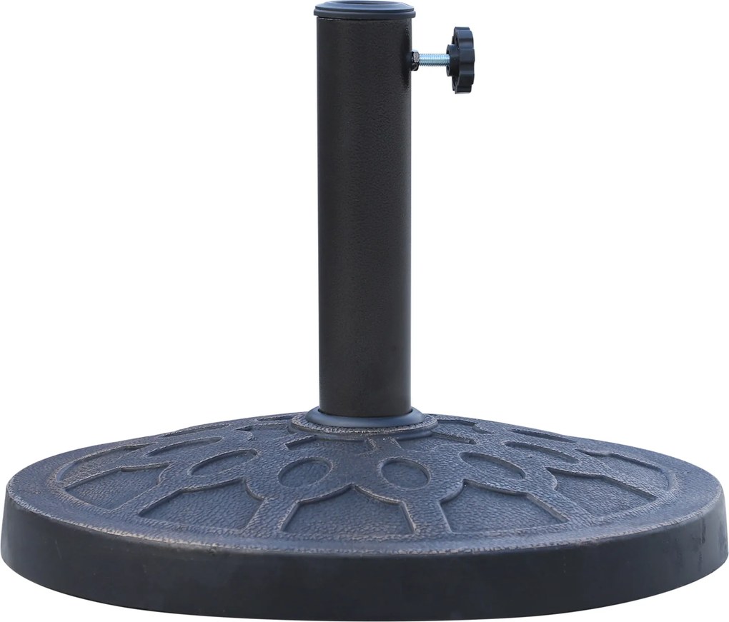 Outsunny 12 kg Kerek Napernyő Talp Fogantyúval, Gyanta és Acél Napernyő Állvány Ø38 mm és Ø48 mm Rúdhoz, Kültéri Használatra, Bronz | Aosom