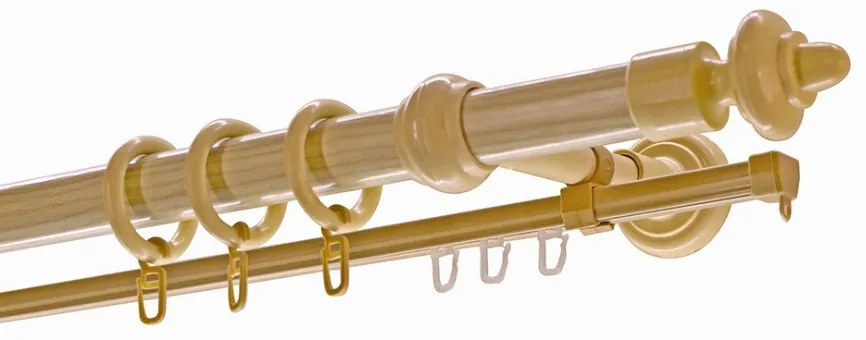 Fenyő műanyag végzárós rúd karnis 350 cm