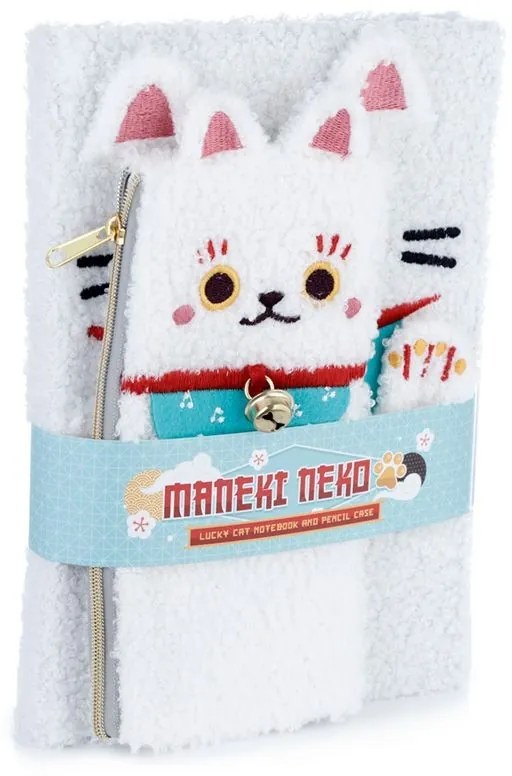 Plüss készlet - tolltartó + notesz Maneki Neko Cat Luck