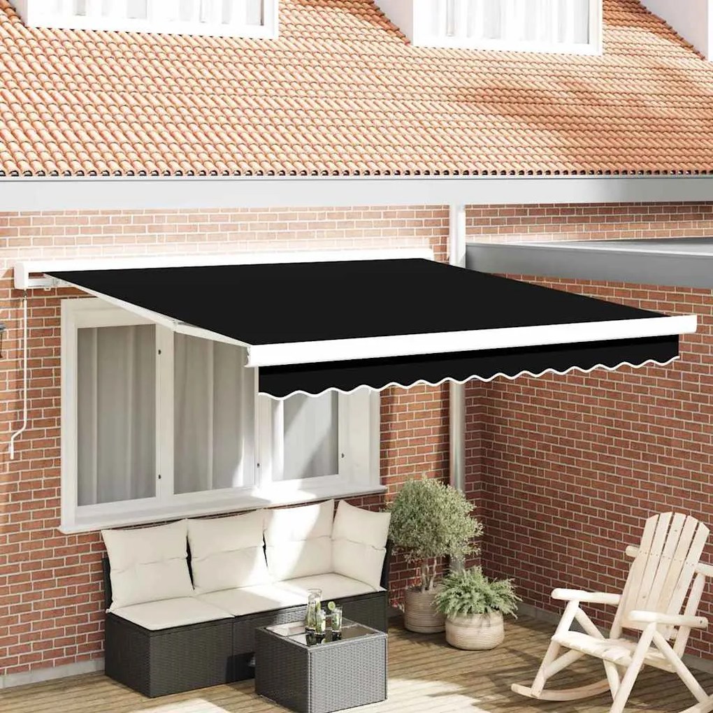 Behúzható napellenző Fekete 300 x 250 cm Szövet, Fém