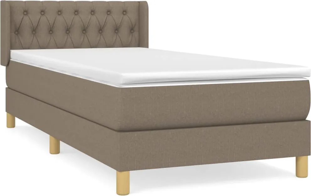 vidaXL tópszínű szövet rugós ágy matraccal 90 x 200 cm