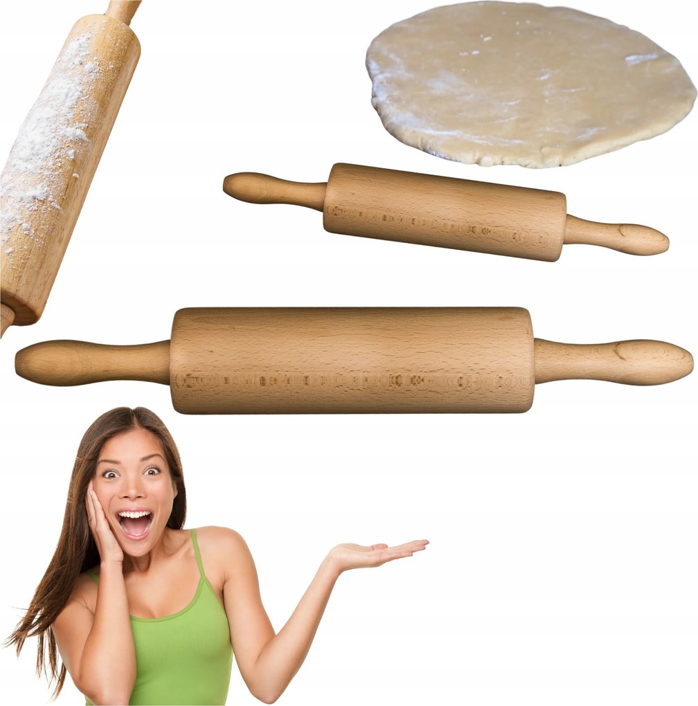 Mwood Fából készült nyújtófa 38 cm Tartós Könnyű Kényelmes Bükkfa