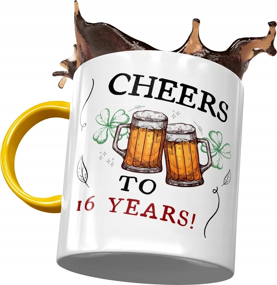 Sárga Bögre Születésnapra 16 16. 16. Ajándék Nyomtatott Fotóval