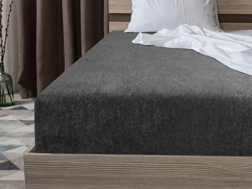 Frottír lepedő sötétszürke 90 x 200 cm