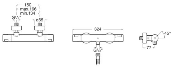 Roca A5A2E18C00 - T-500 termosztátos zuhanycsaptelep, fényes króm