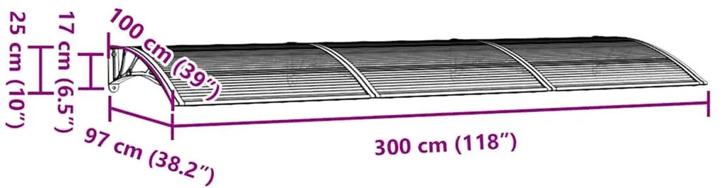 fekete polikarbonát ajtóelőtető 300 x 100 cm