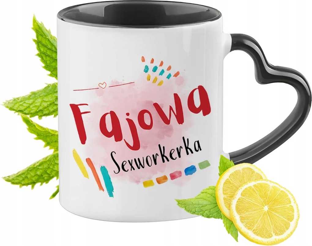 Szexmunkásoknak Fekete Bögre Szív Alakú Füllel Ajándék