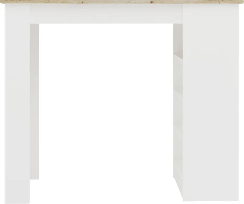 Vista 4 polcos bárasztal, Fehér / Artisan tölgy, 120 x 50 x 100 cm