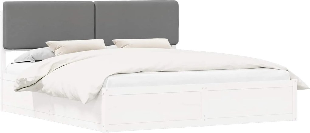 vidaXL Ágykeret Kárpitozott Fejtámlával Világosszürke 200 x 200 cm