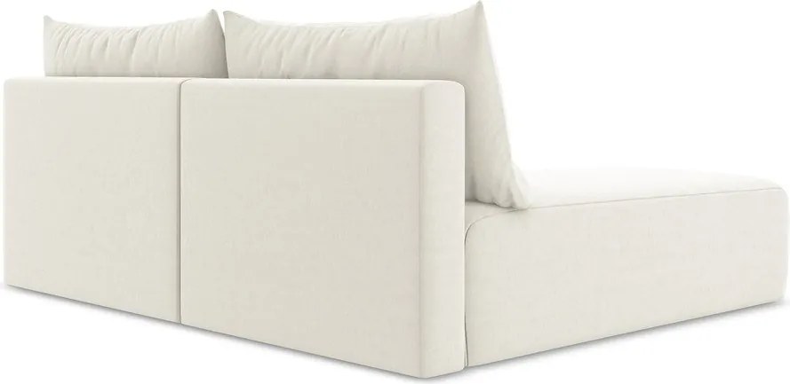 Krémszínű bársony kinyitható-tárolóhelyes sarokkanapé (bal oldali-heverő résszel) Kalena – Makamii