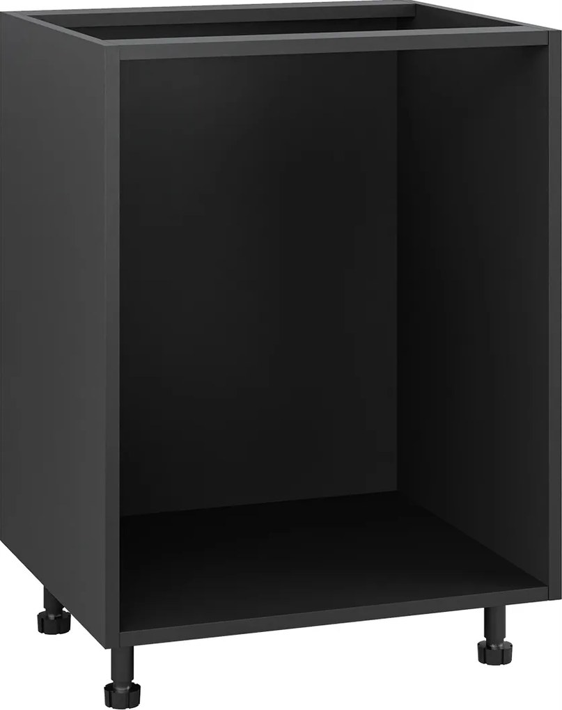 Korpusz fekete alsó konyhaszekrény 60/82-es fiókokkal, tartozékokkal