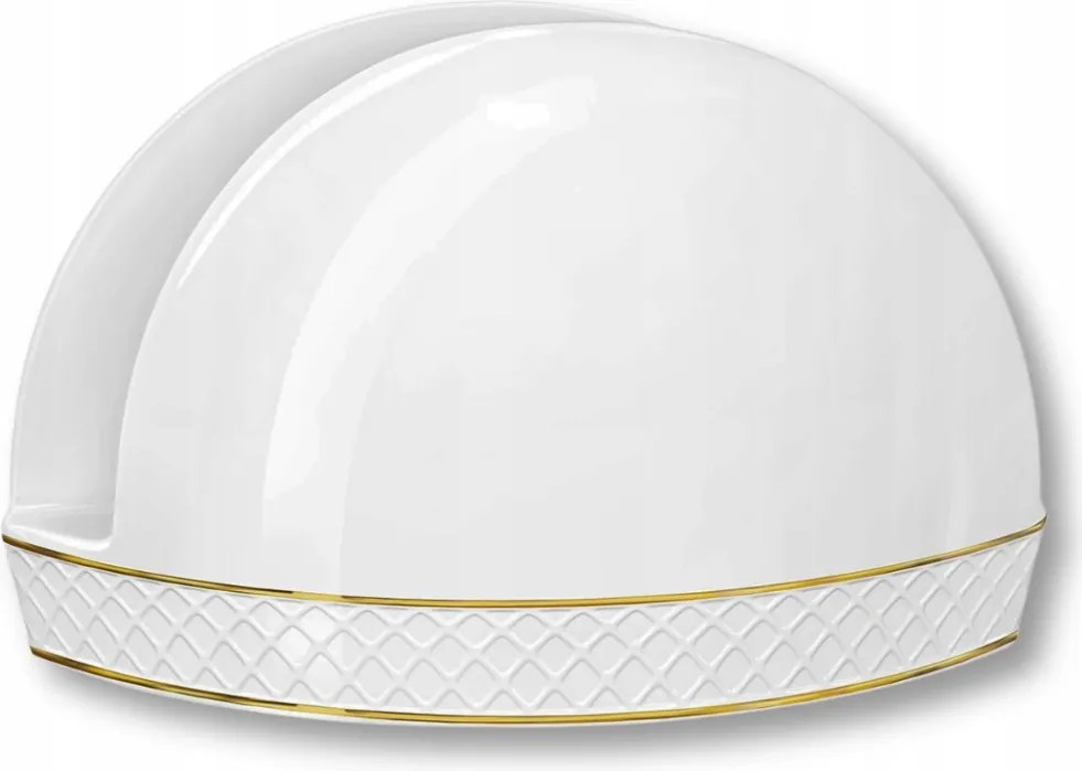 Porcelán szalvétatartó Fehér/arany Rant prémium 12x7.5 cm Wilmax Diamond