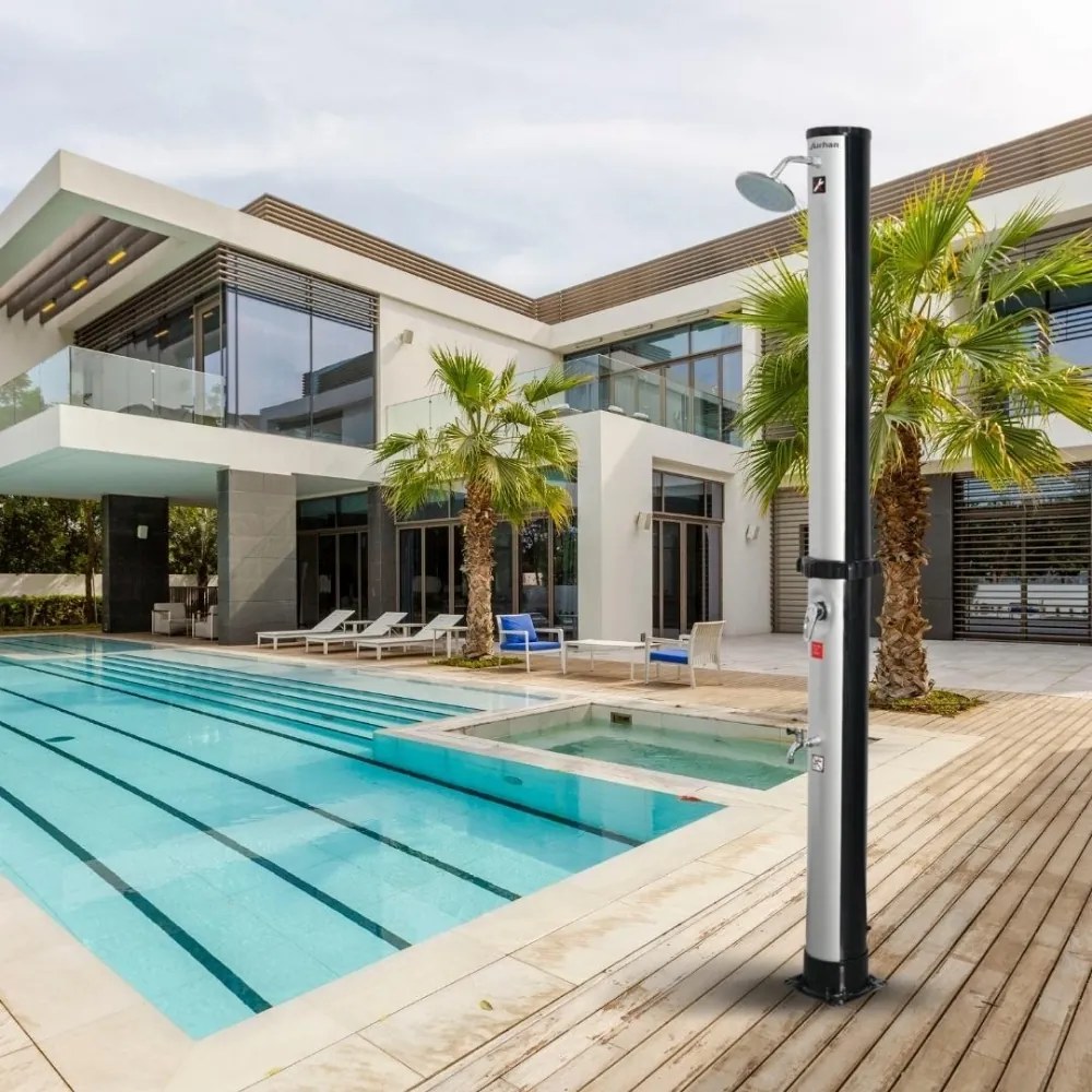 KARIBIK napelemes zuhany, 35l, ezüst/fekete Jurhan