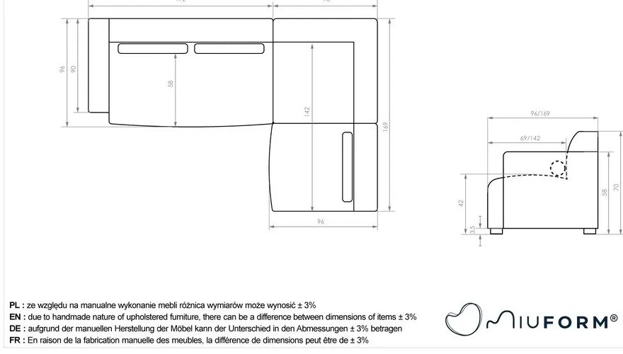 Bézs sarokkanapé (jobb oldali) Flex Felix – Miuform