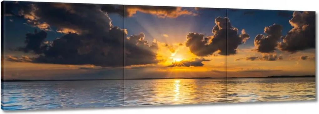 Vászonkép 90x30 Sziklák Tenger Naplemente