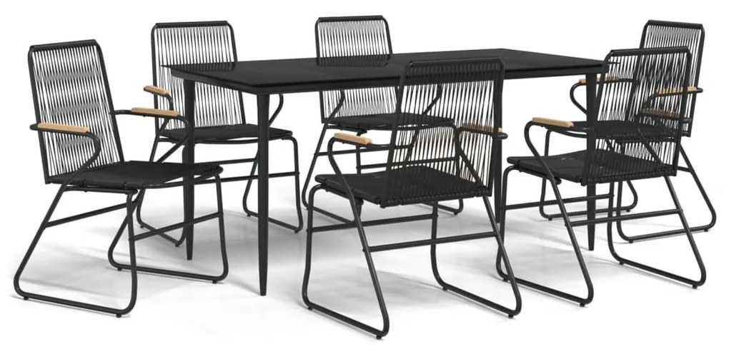 vidaXL 7 részes fekete PVC rattan kerti étkezőgarnitúra