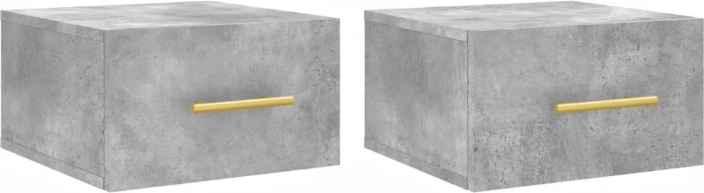 vidaXL 2 db betonszürke falra szerelhető éjjeliszekrény 35x35x20 cm