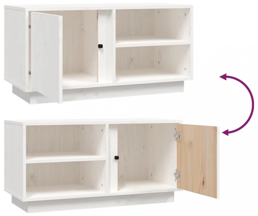 fehér tömör fenyőfa TV-szekrény 80 x 35 x 40,5 cm