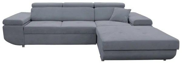CASTELO jobb oldali, kihúzható L-alakú sarokkanapé tárolóval, sötétszürke