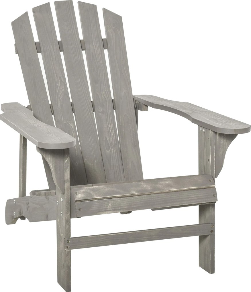 Outsunny Adirondack Szék Kültéri Kertiszekrény 78L x 89W x 88H cm Tömör Fenyőfa Szürke Elégtelen Hatás Kerthez, Teraszhoz és Erkélyhez | Aosom