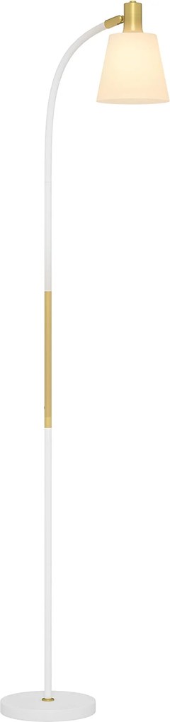 HOMCOM LED Állólámpa a Nappaliba, Magasságban Állítható, Forgatható Árnyékoló Kivitel, Fehér és Arany | Aosom