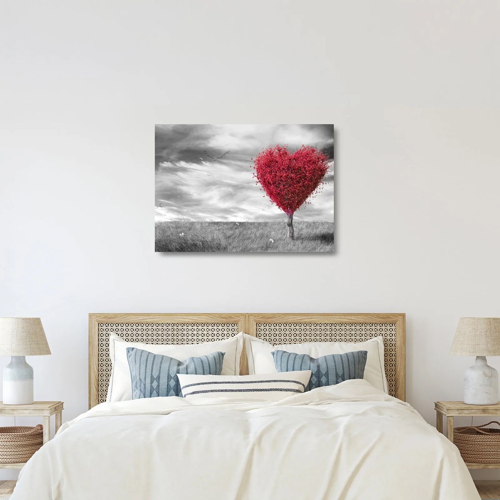Kép - szív a fák koronájából (üvegen) (70x50 cm)