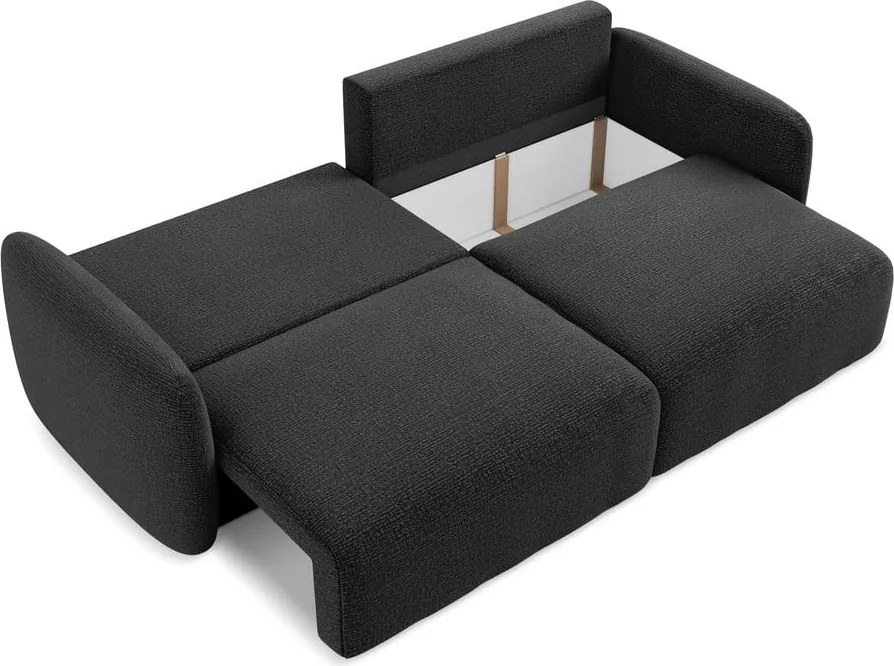 Fekete kinyitható-tárolóhelyes kanapé 238 cm Kalena – Makamii