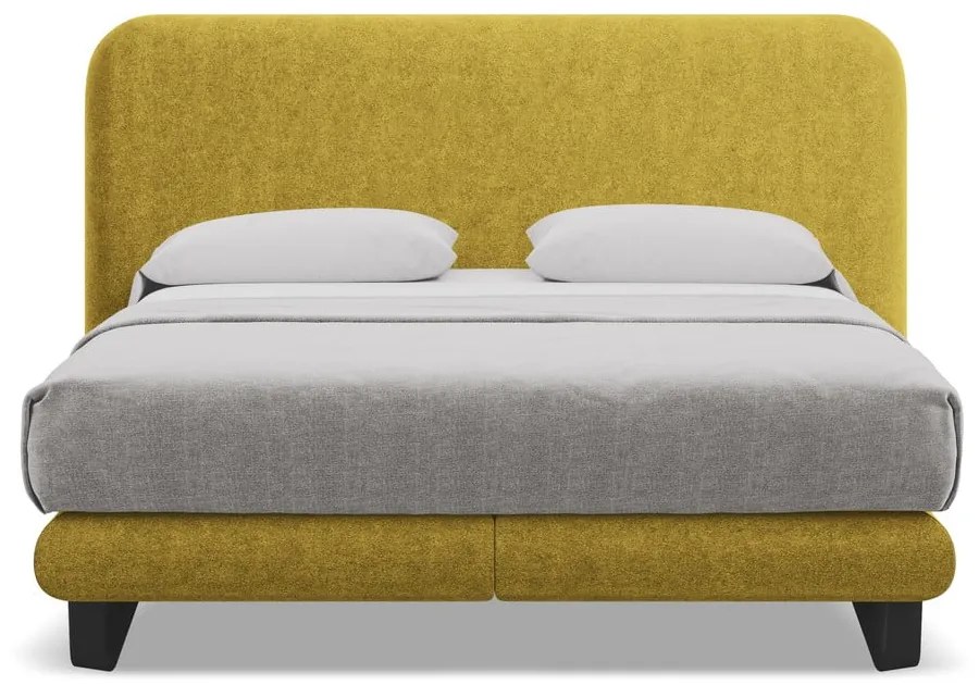 Mustársárga boxspring ágy 140x200 cm Ilima – Makamii