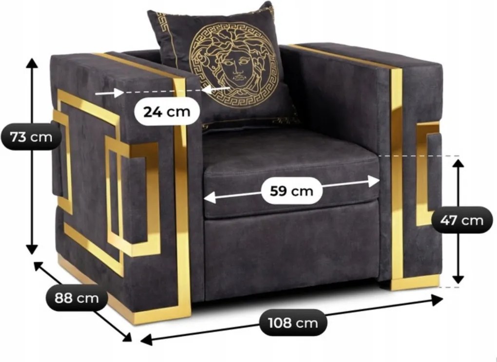 PALLAZO 1S fotel, fekete/arany