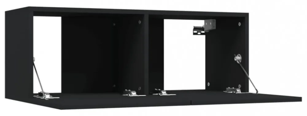 2 db fekete szerelt fa TV-szekrény 80 x 30 x 30 cm