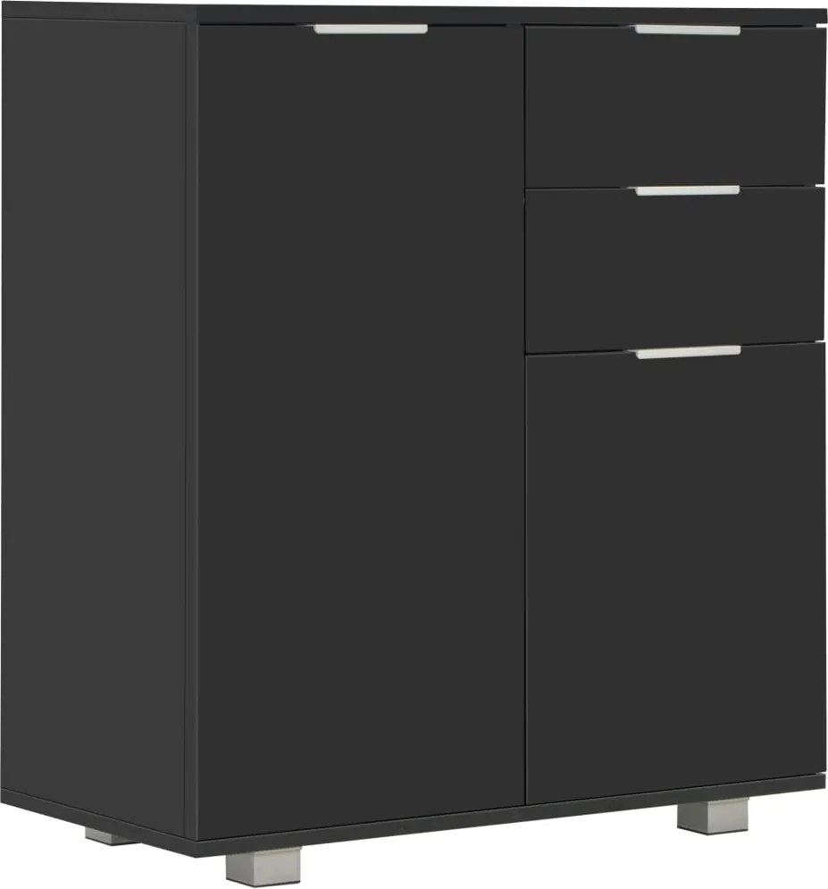 vidaXL magasfényű fekete szerelt fa tálalószekrény 71x35x80 cm