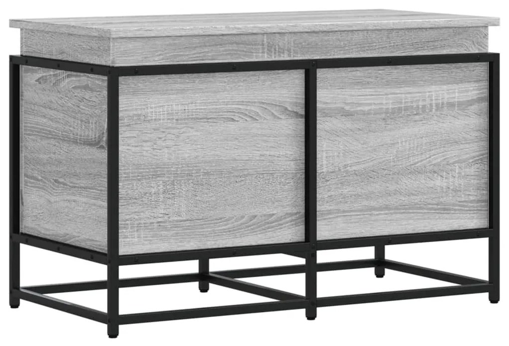 szürke sonoma szerelt fa tárolóláda fedéllel 80x40x51,5 cm