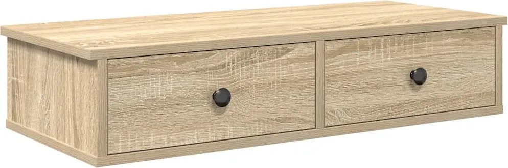 vidaXL Falipolc fiókokkal sonoma tölgy 80x34x17 cm műszaki fa