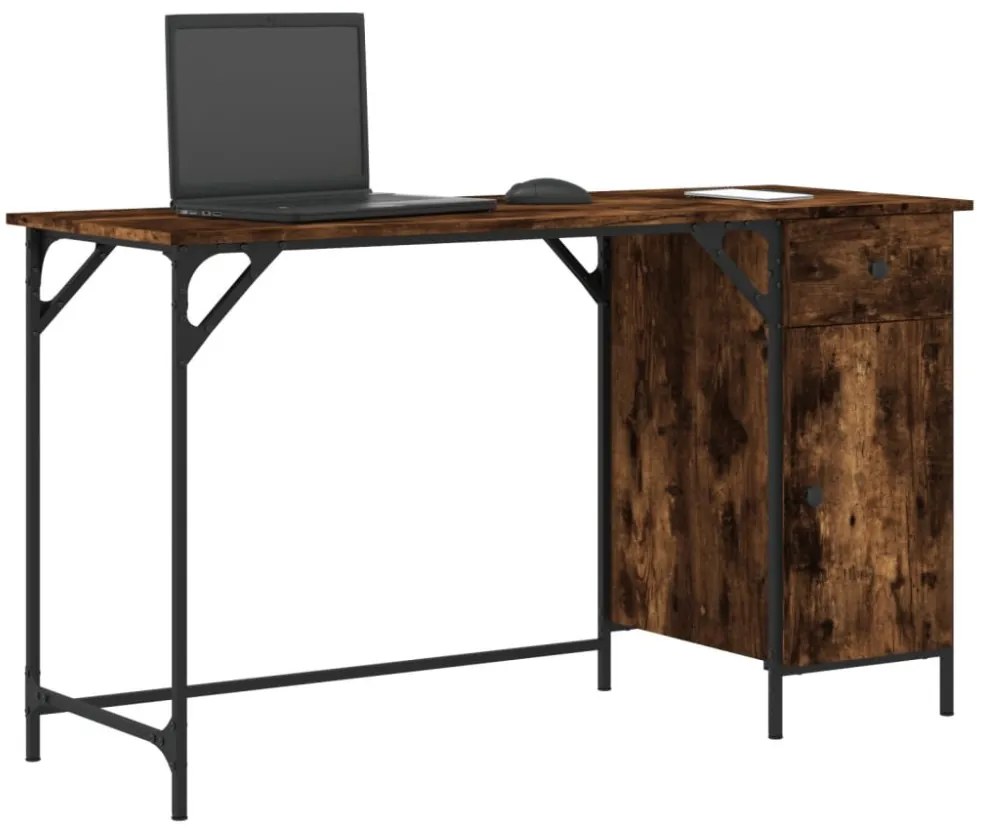 füstös tölgy színű szerelt fa számítógépasztal 131 x 48 x 75 cm
