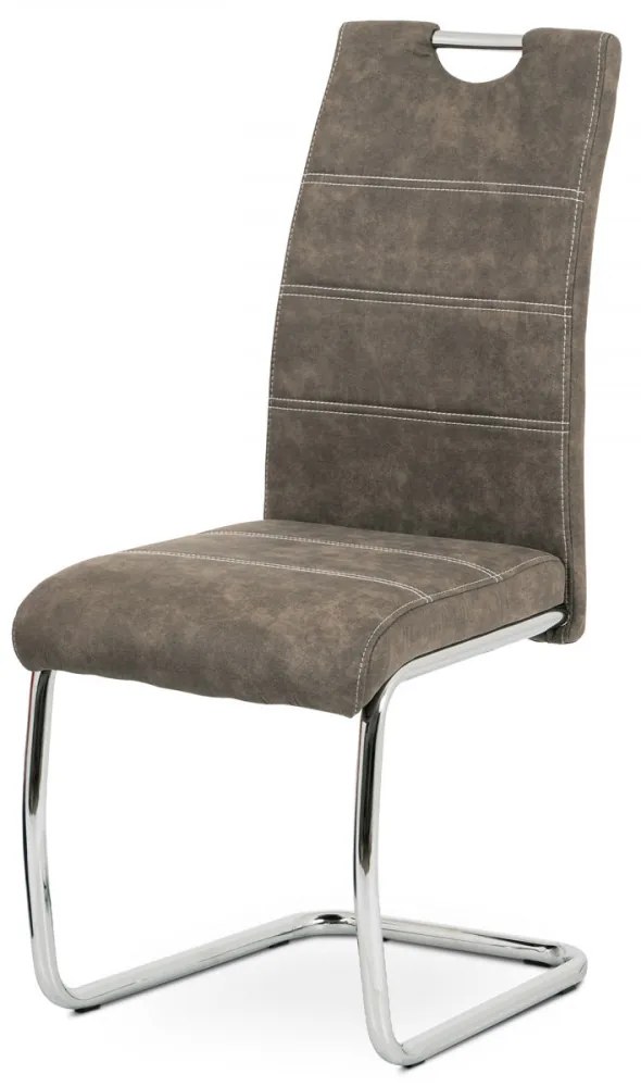 Scaun modern de luat masa cu bază de sanie de culoare maro Hc-483
