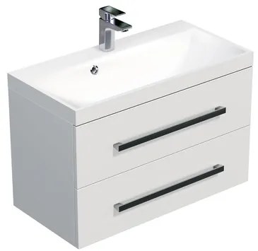 SAT Cube Way Fürdőszobaszekrény mosdóval 80x40 cm fehér fényes CUBE280ZBL