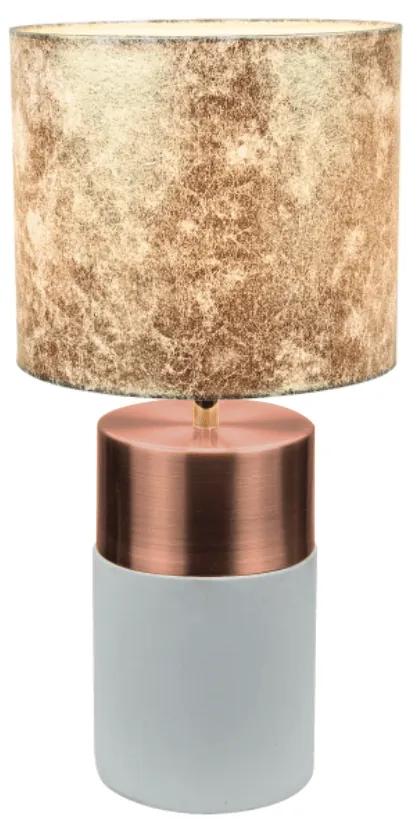 Asztali lámpa, szürke-barna / rózsaszín-arany / arany mintával, QENNY TYPE 18