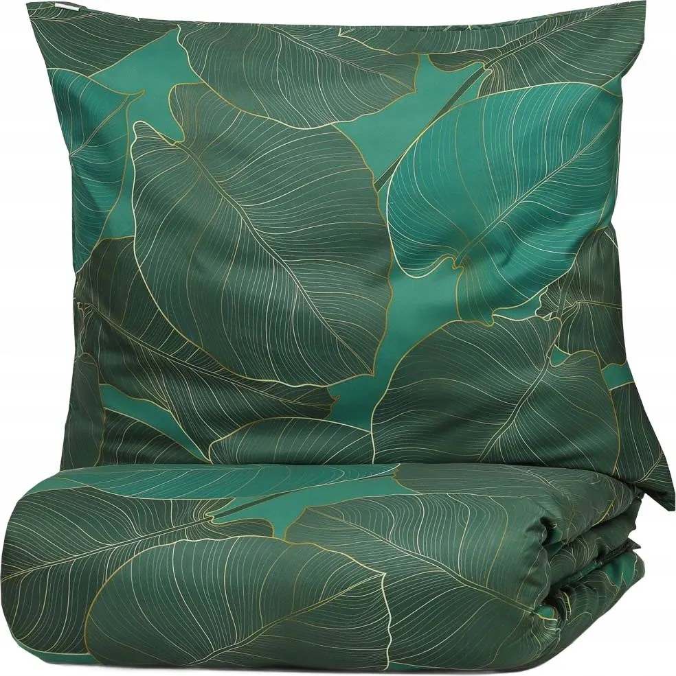 Gallo mikroszálas ágyneműhuzat zöld levélmintás 220x200 2*70x80 cm Homla