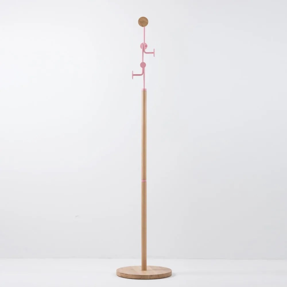 Hook tömör tölgyfa állófogas rózsaszín elemekkel - Gazzda