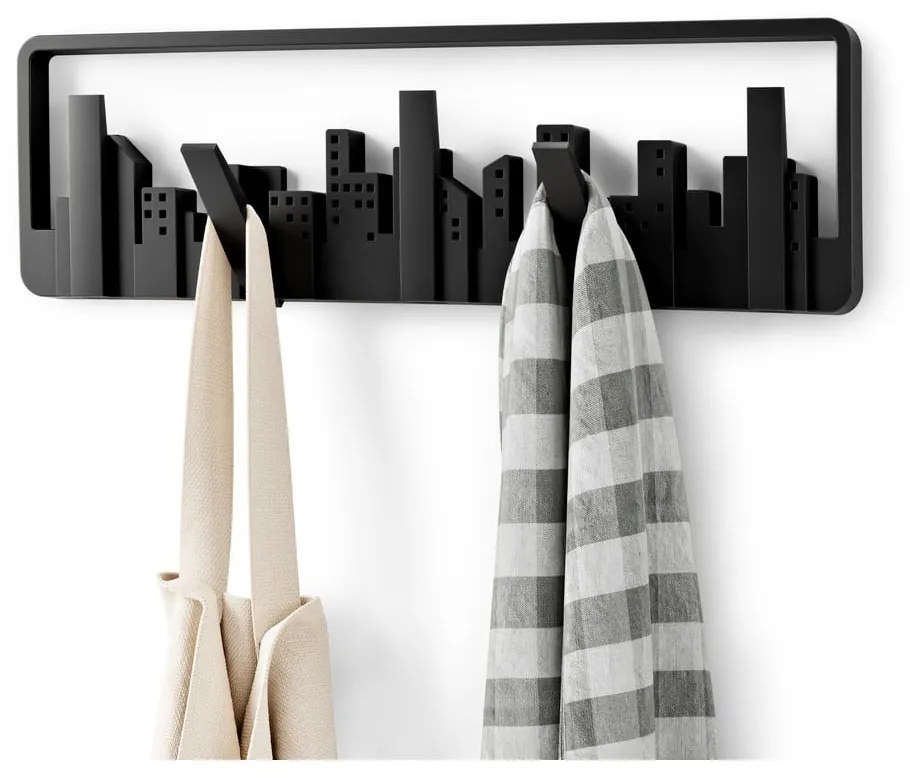 Fekete műanyag fali fogas Skyline – Umbra